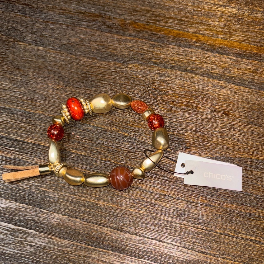 NWT Chico's Gold Beaded Bracelet